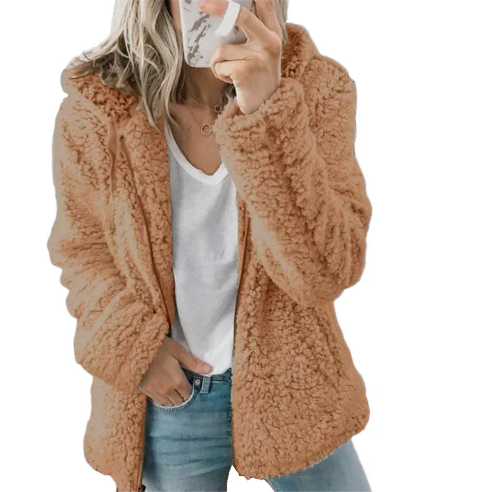 Davy | Women's Teddy Fleece Zip-Up Hoodie with Hood
