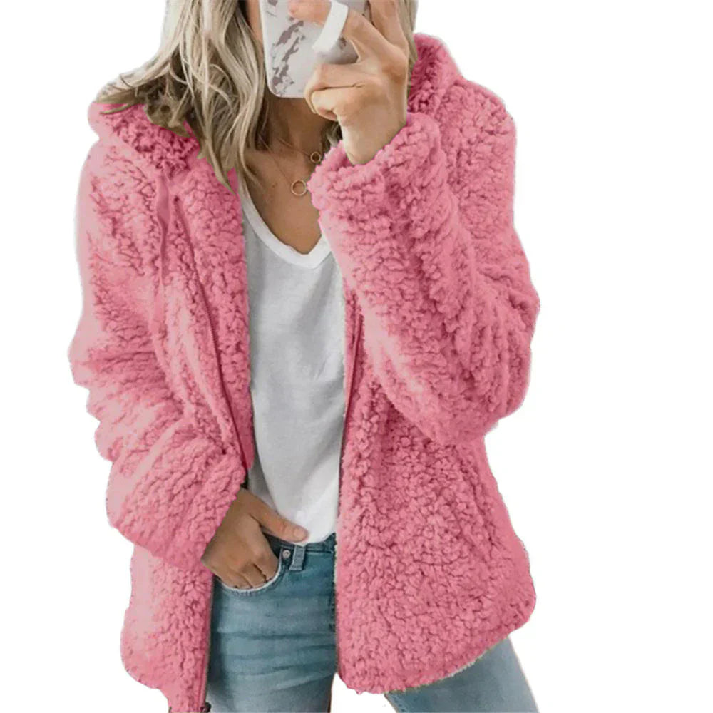 Davy | Women's Teddy Fleece Zip-Up Hoodie with Hood