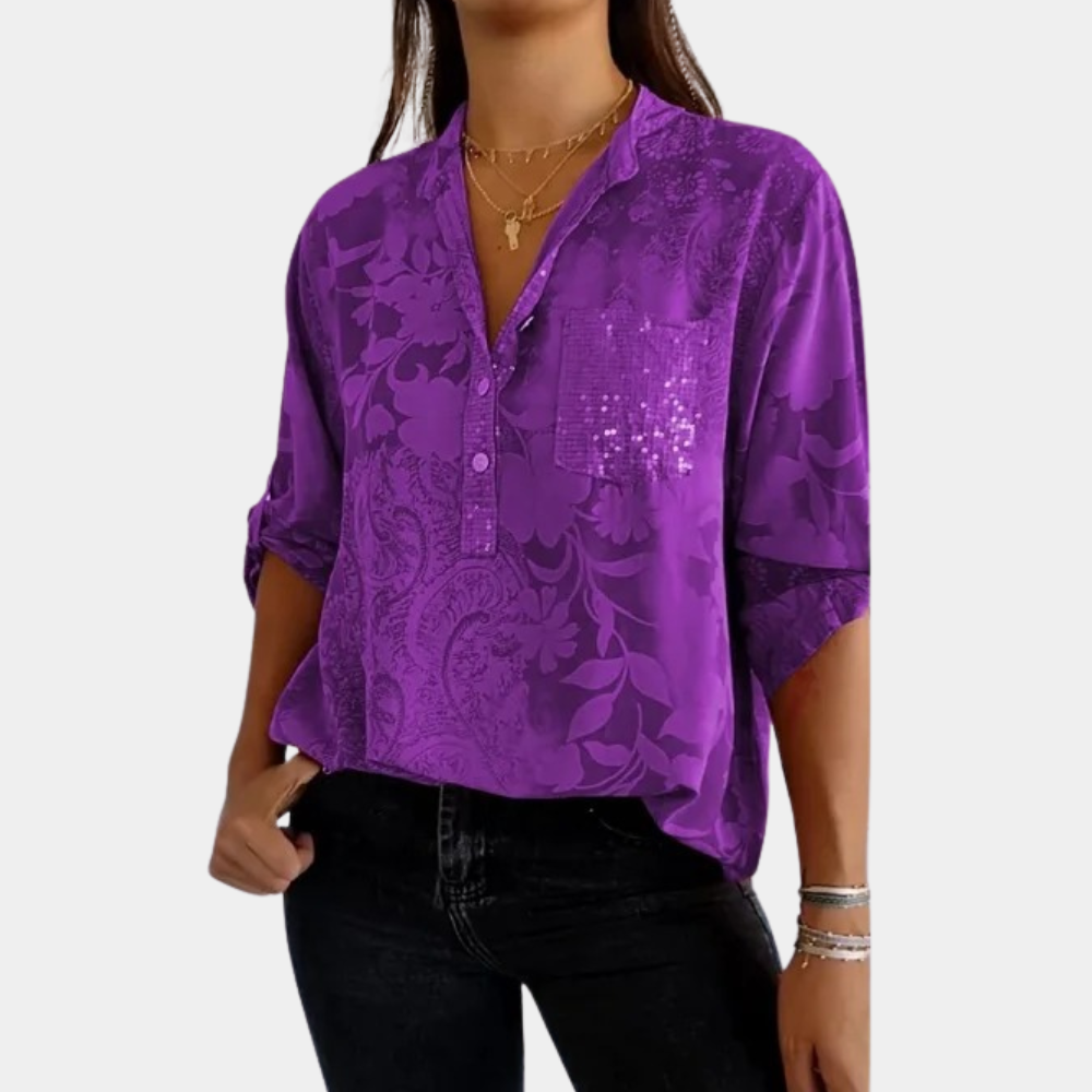 Davy | Women's Textured Button-Up Blouse