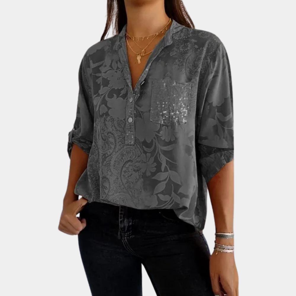 Davy | Women's Textured Button-Up Blouse
