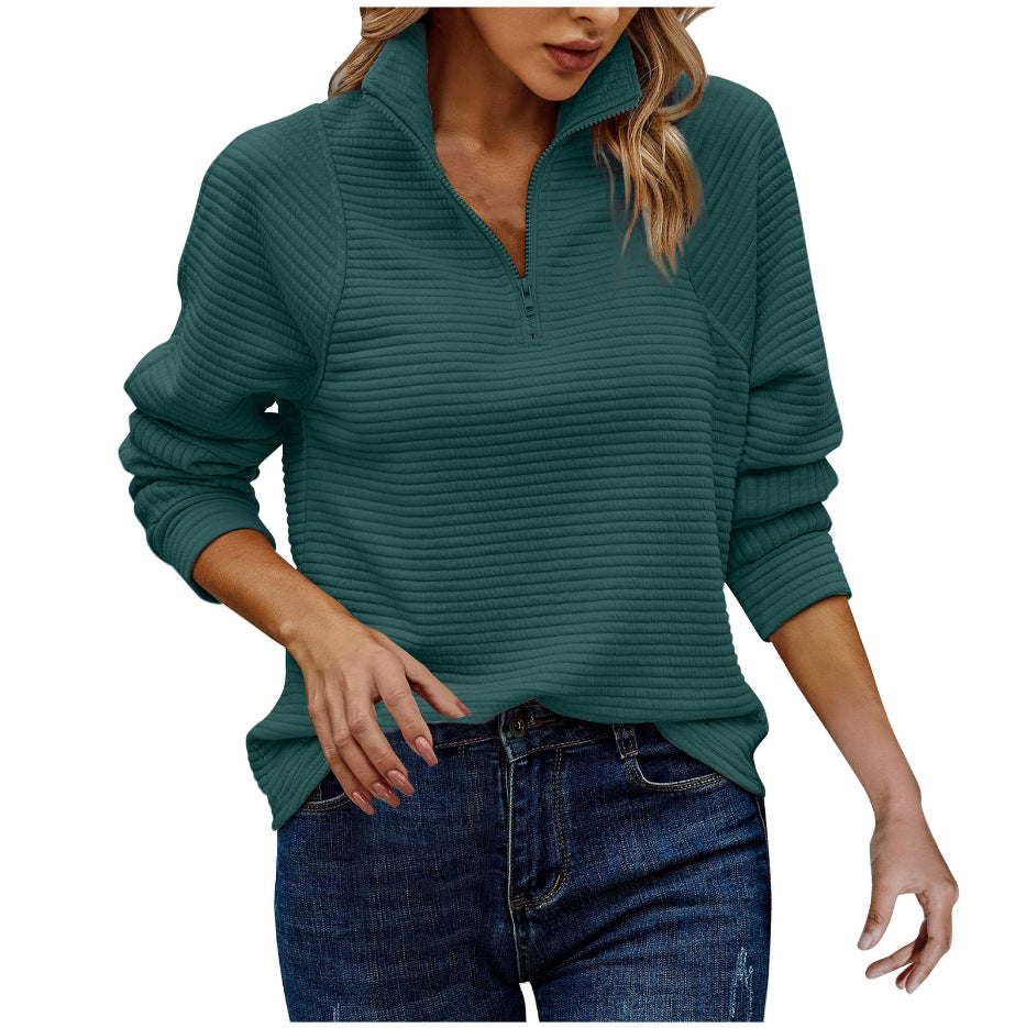 Davy | Women's Textured Pullover with Half Zip