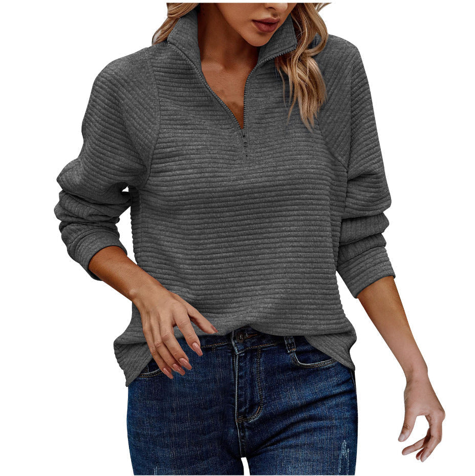 Davy | Women's Textured Pullover with Half Zip