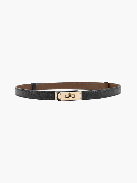 Davy | Women's Thin Belt with Gold Buckle Accent