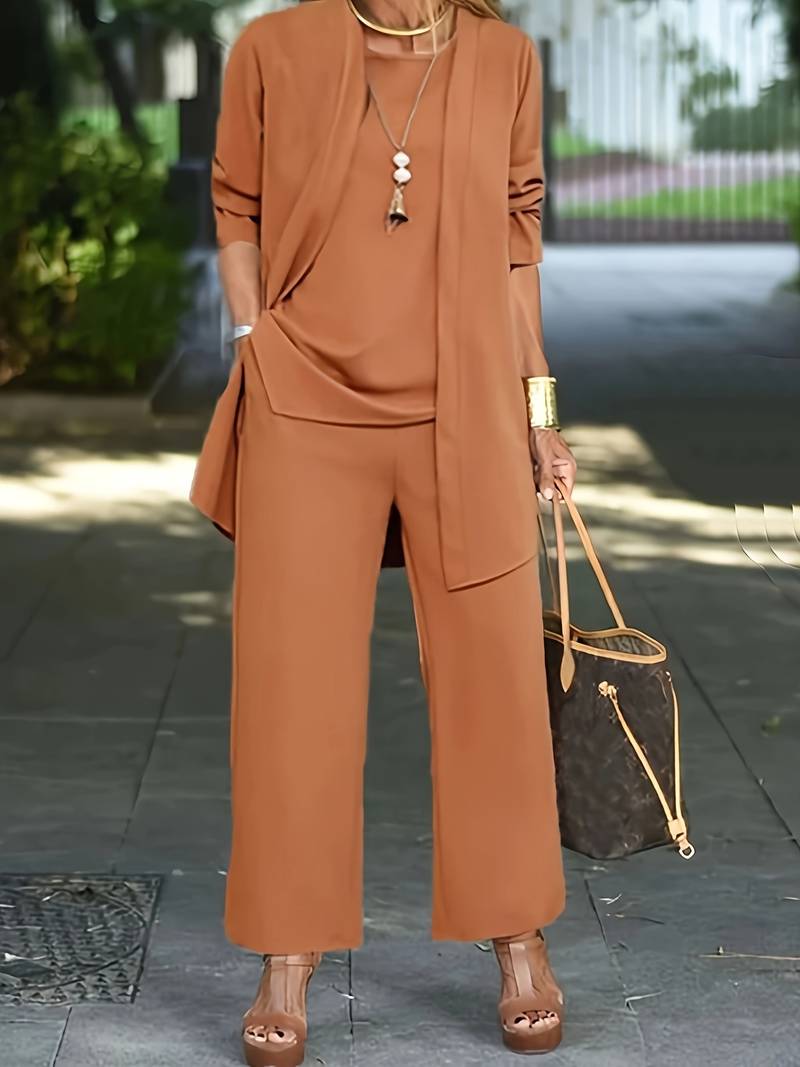 Davy | Women's Three-Piece Palazzo Pant Set with Vest