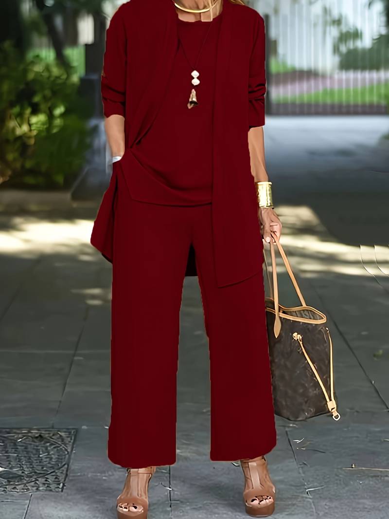 Davy | Women's Three-Piece Palazzo Pant Set with Vest