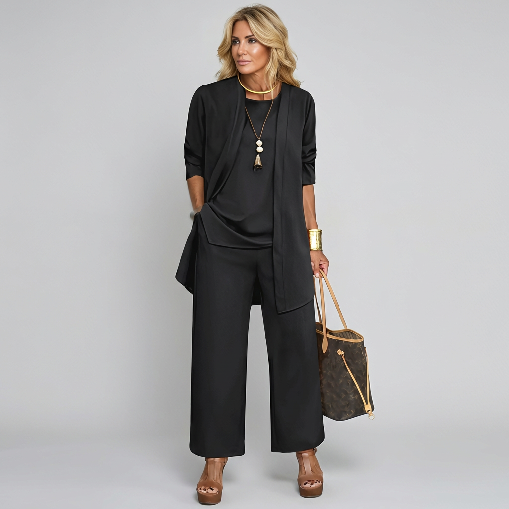 Davy | Women's Three-Piece Palazzo Pant Set with Vest