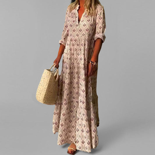 Davy | Women's Tiered Maxi Dress with V-Neck