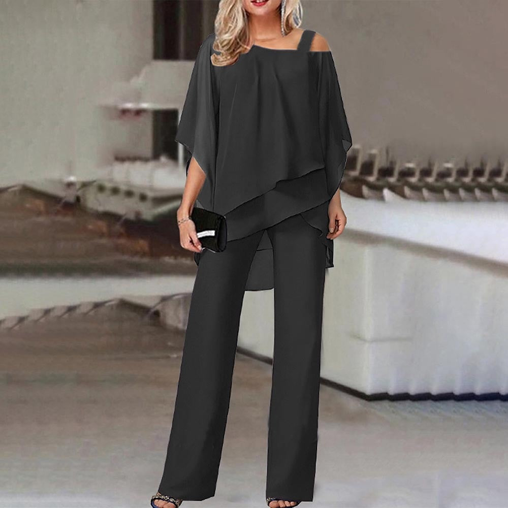 Davy Women's Two-Piece Set | Elegant Jumpsuit with Cold Shoulder Blouse