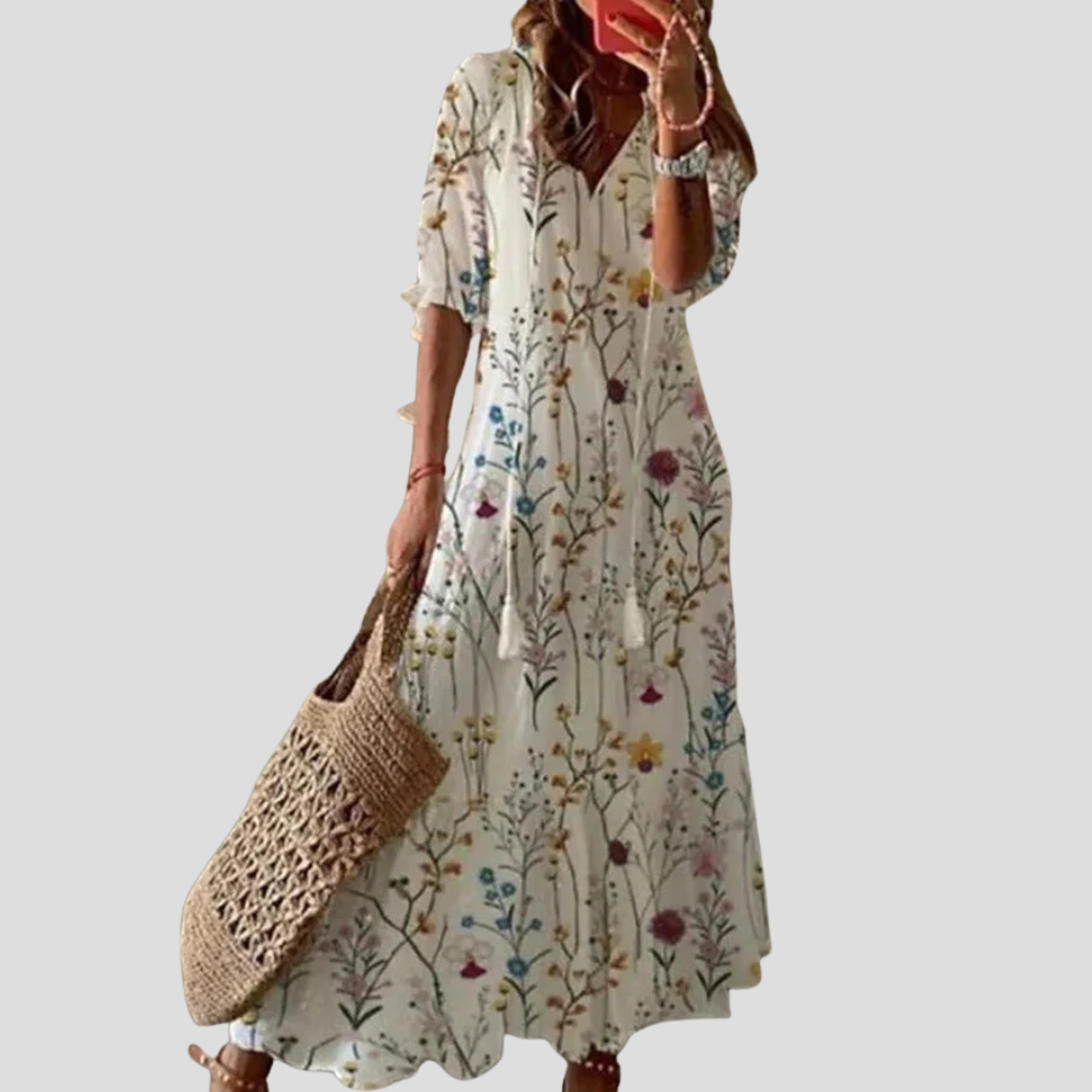 Davy | Women's V-Neck Floral Maxi Dress