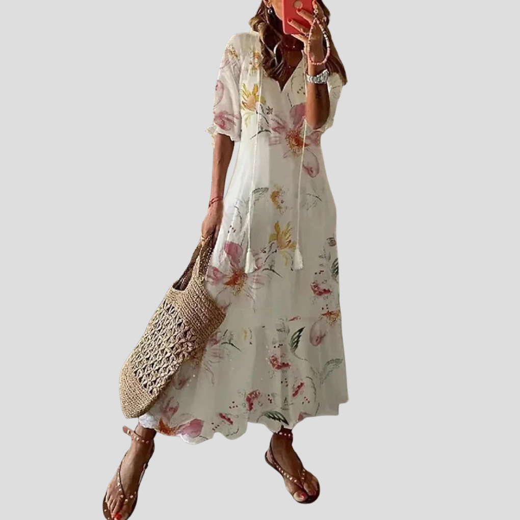 Davy | Women's V-Neck Floral Maxi Dress