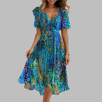 Robe Midi Fleurie Froncée pour Femme