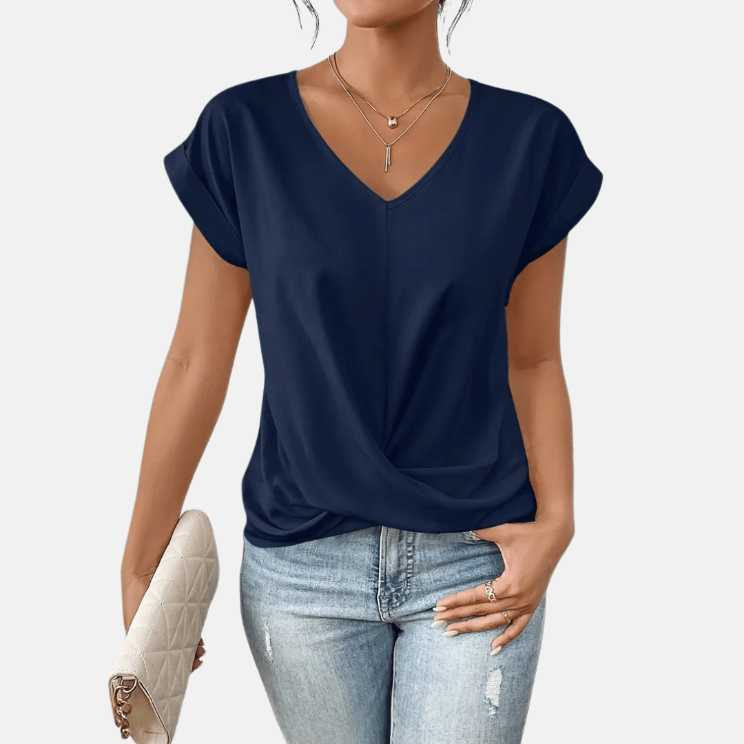 Davy | Women's V-Neck Twisted Hem Top