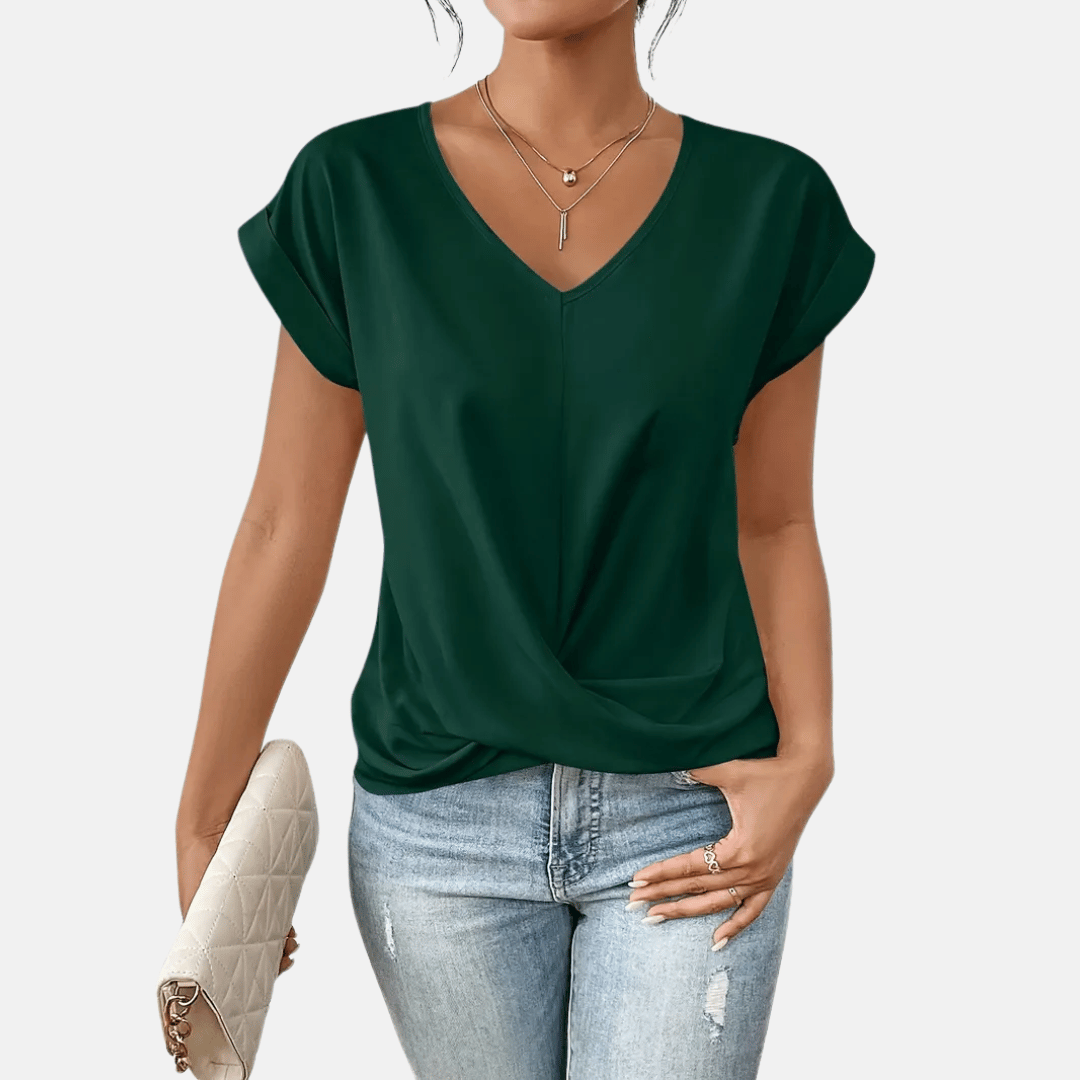 Davy | Women's V-Neck Twisted Hem Top