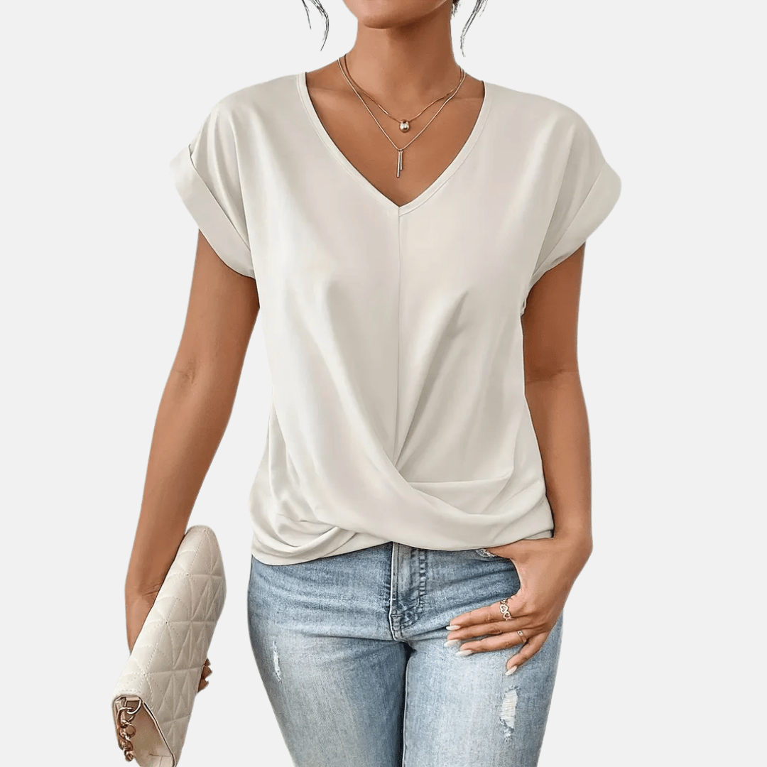 Davy | Women's V-Neck Twisted Hem Top