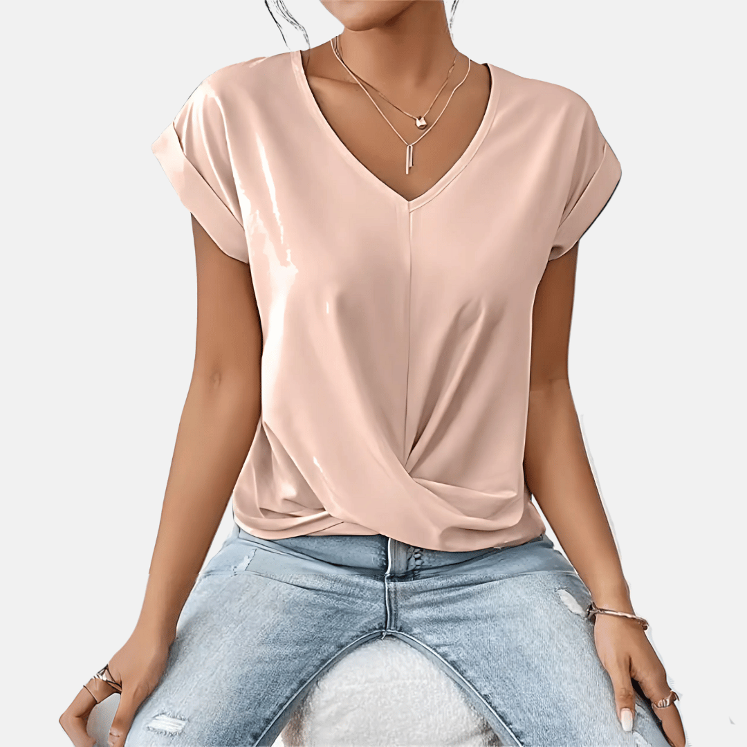 Davy | Women's V-Neck Twisted Hem Top