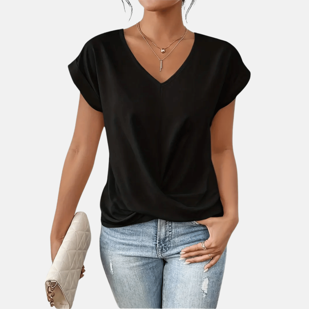 Davy | Women's V-Neck Twisted Hem Top