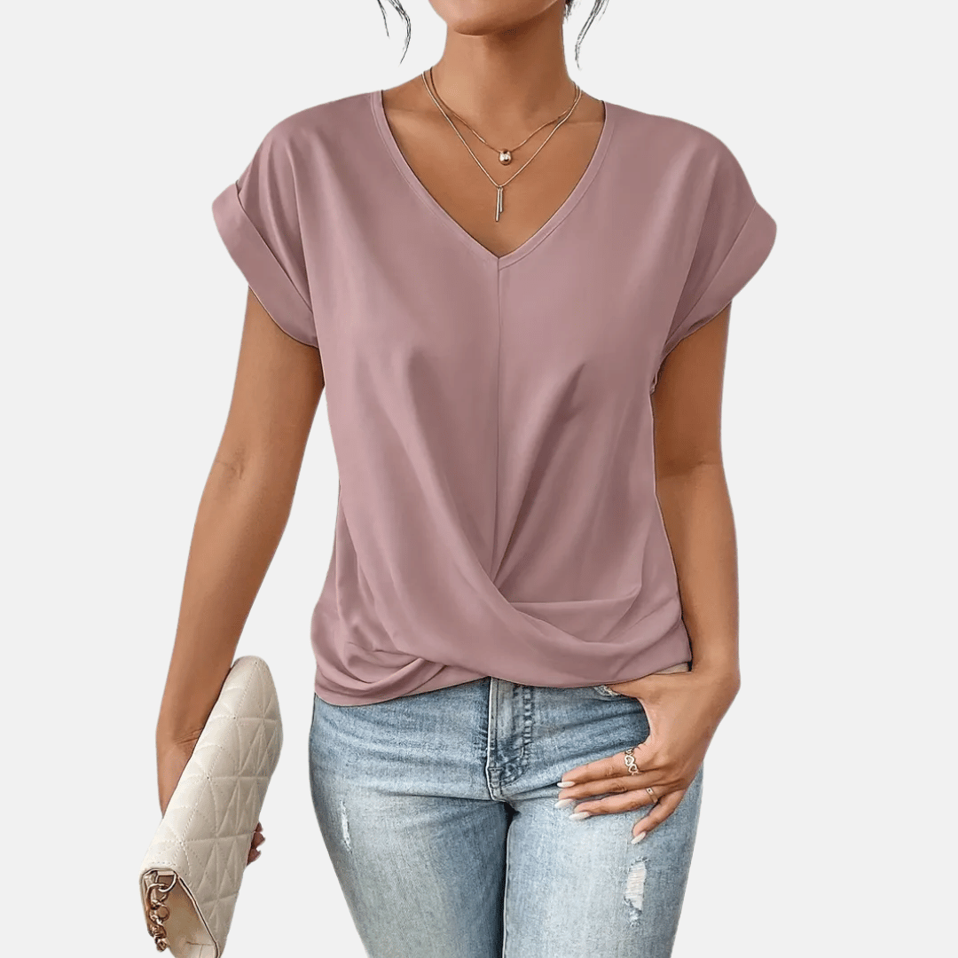 Davy | Women's V-Neck Twisted Hem Top