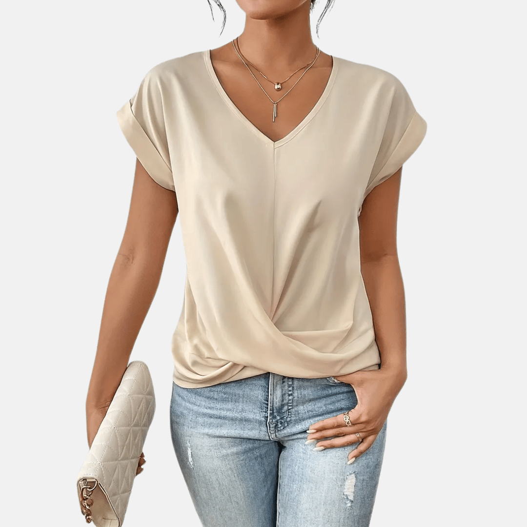Davy | Women's V-Neck Twisted Hem Top