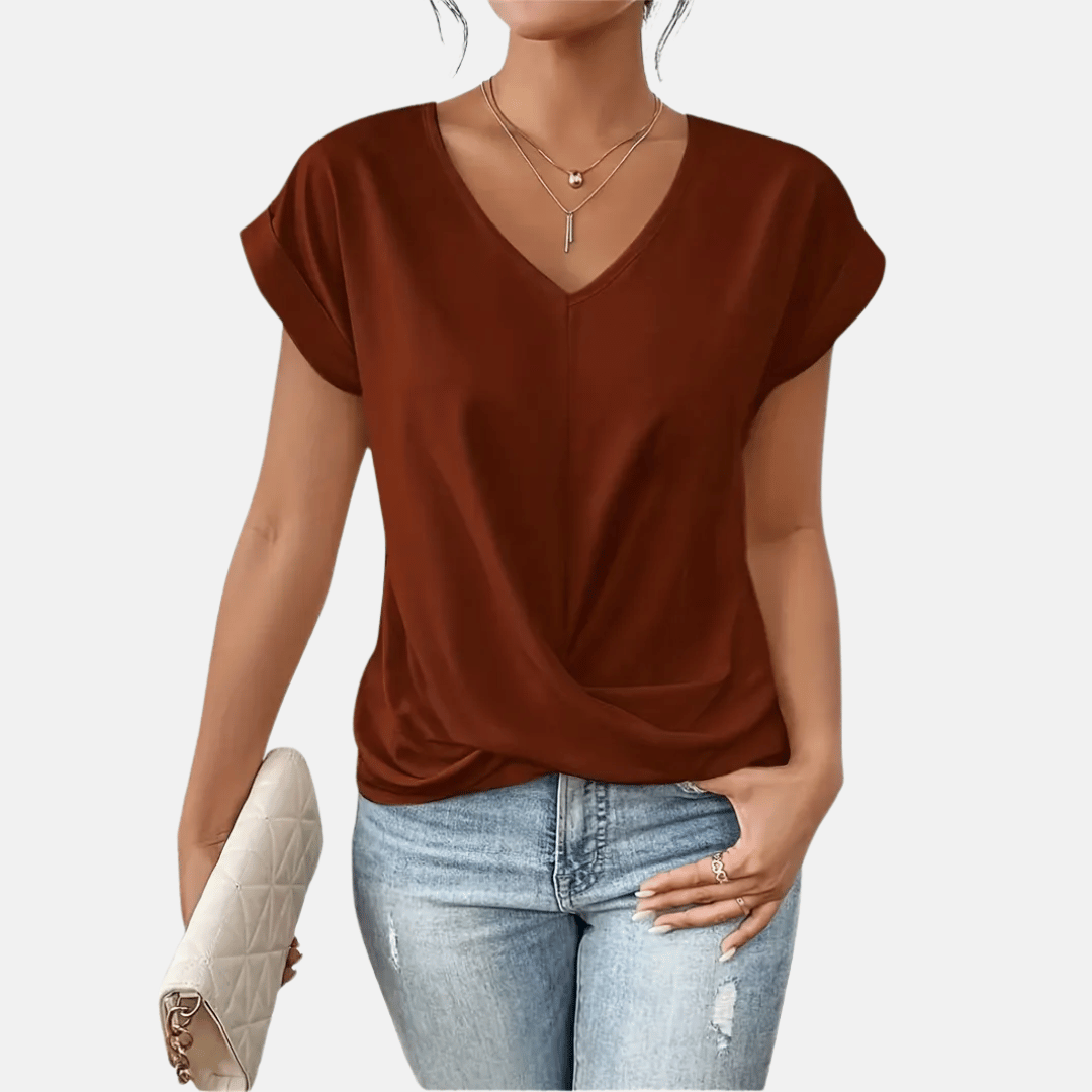Davy | Women's V-Neck Twisted Hem Top