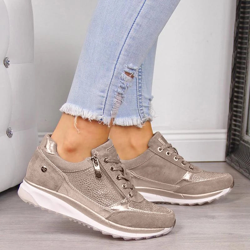 Davy | Women's Wedge Sneakers with Side Zipper