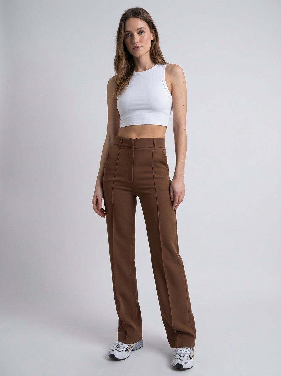 Davy | Women's Wide Leg Trousers with Slim Fit