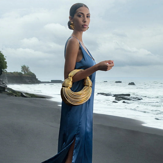 Davy | Women's Woven Round Handbag with Twisted Knot Detail