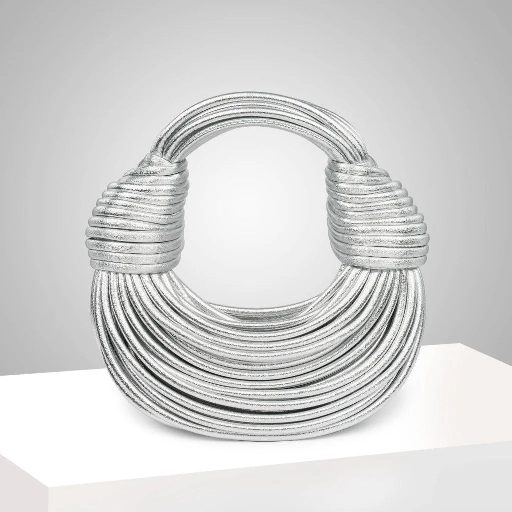 Davy | Women's Woven Round Handbag with Twisted Knot Detail