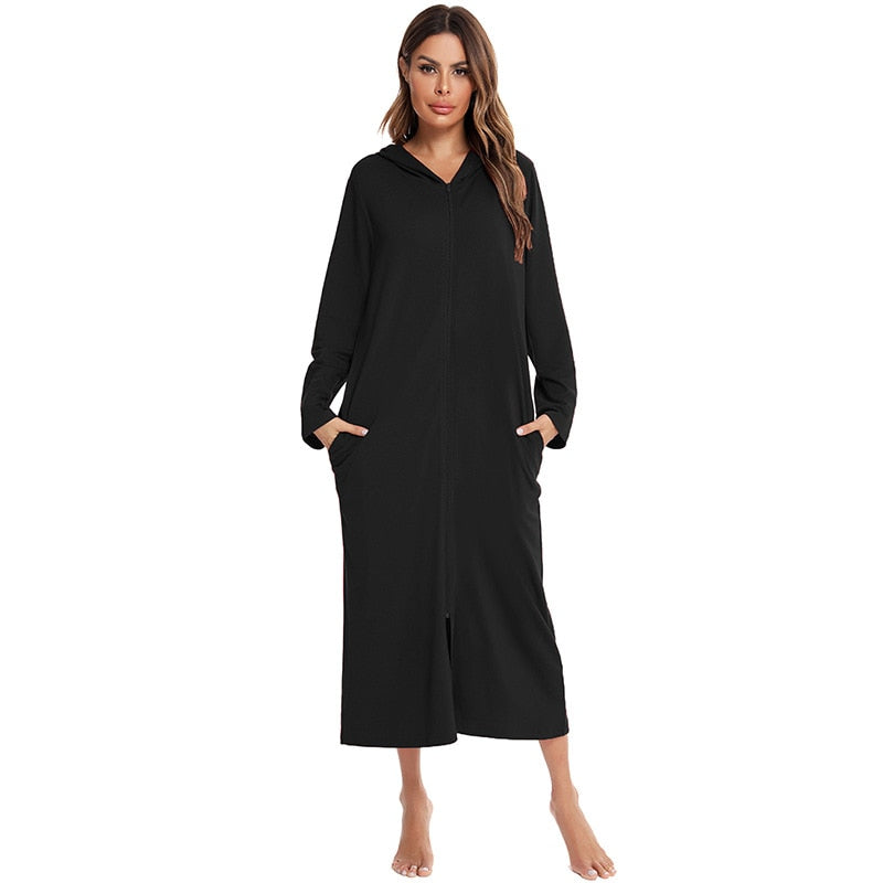 Davy | Women's Zip-Up Hooded Robe
