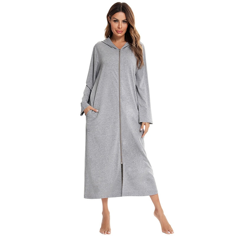 Davy | Women's Zip-Up Hooded Robe