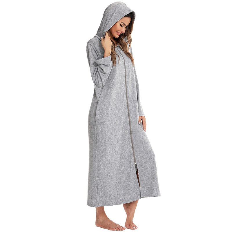 Davy | Women's Zip-Up Hooded Robe