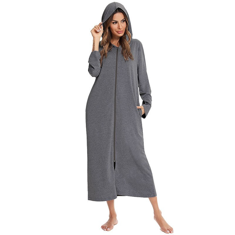 Davy | Women's Zip-Up Hooded Robe