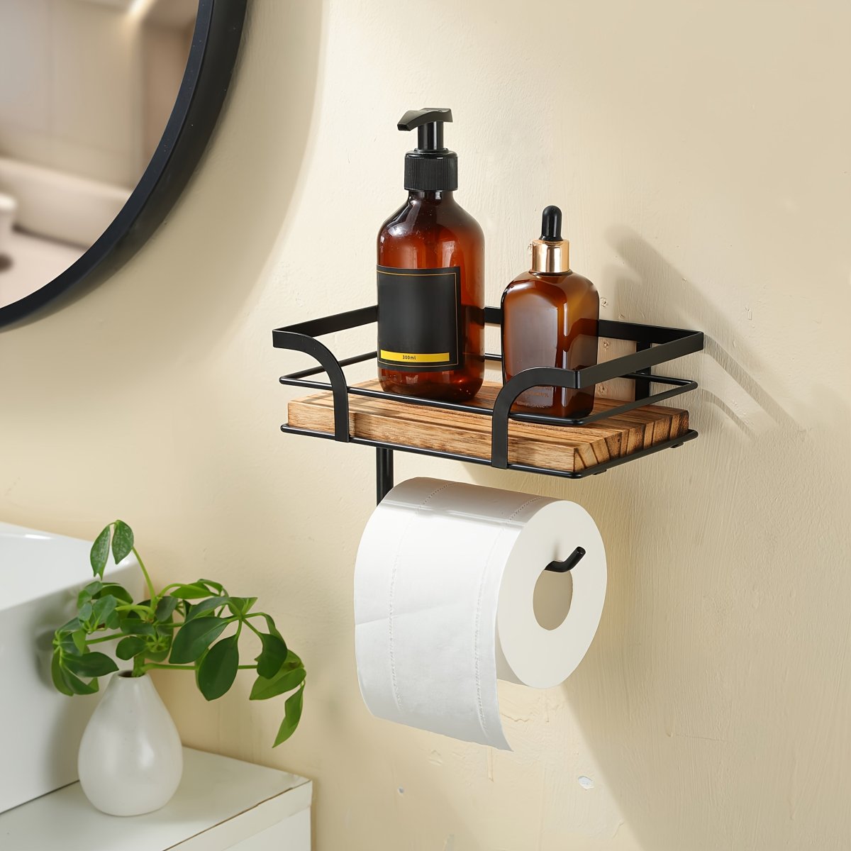 Decorative Iron Wall Rack — Open Silhouette Bathroom Organizer