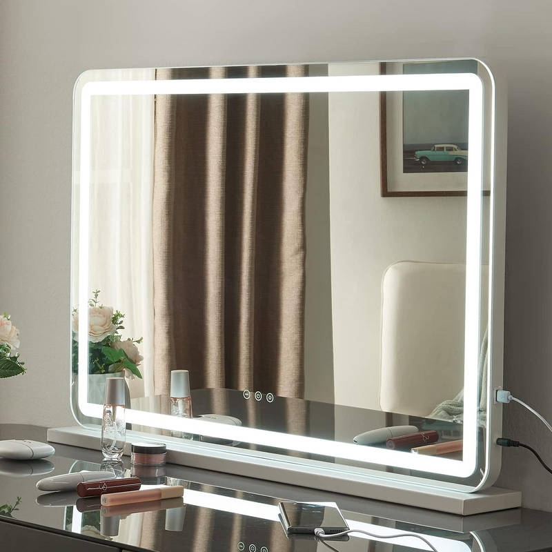 Dimmable LED Desk Vanity Makeup Mirror with Touch Screen and 3 Colour Modes