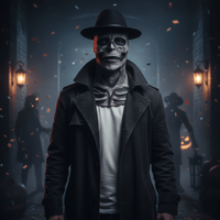 DREADSKULL – Masque de squelette réaliste avec chapeau pour une transformation ultime d’Halloween