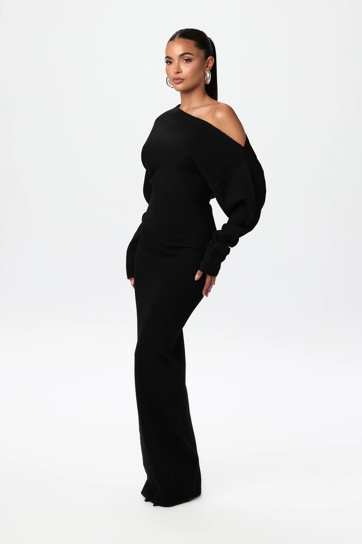 Relaxed Fit Off-Shoulder Knit Dress – DavyDenver
