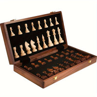 Juego de Ajedrez de Madera | Tablero Plegable de Nogal y Piezas Talladas