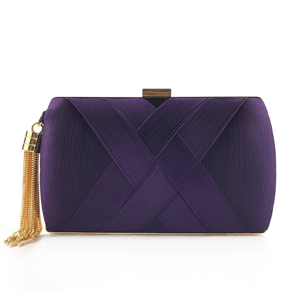 Pochette de soirée de luxe Éclessa | Sac en satin à pampilles pour une élégance classique et moderne
