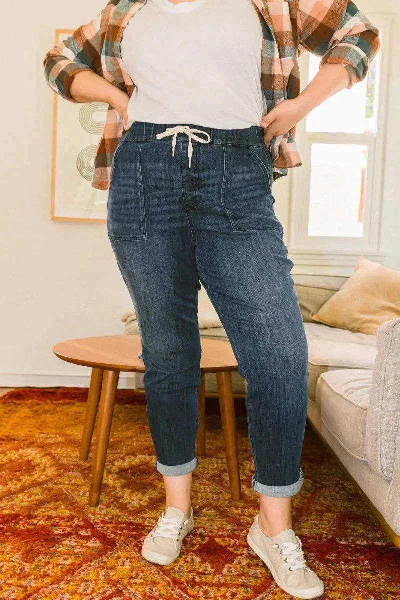 Elastic Waist Jogger Jeans