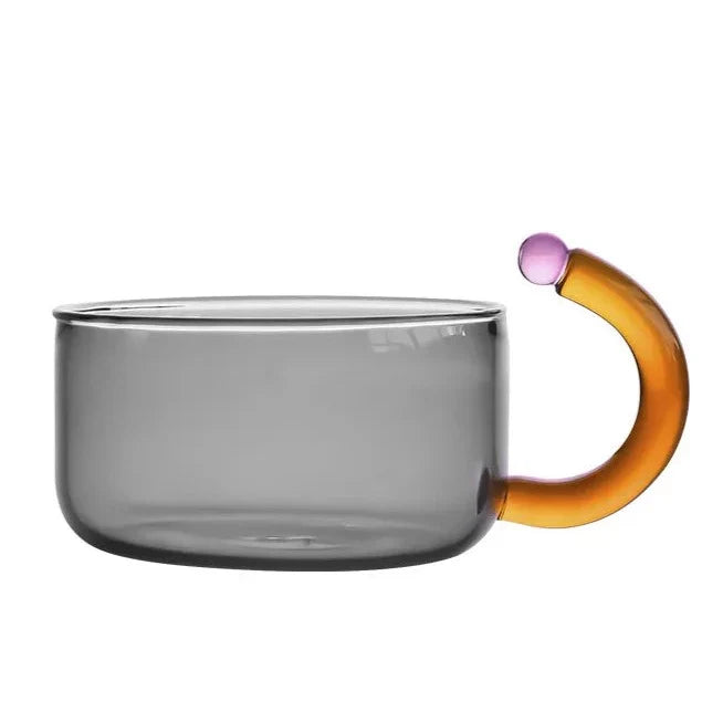 Elegant borosilicate tea set with unique design and vibrant colors – dishwasher safe, cup 80 ml, teapot 400 ml