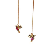 Pendientes elegantes de colibrí con piedras de imitación