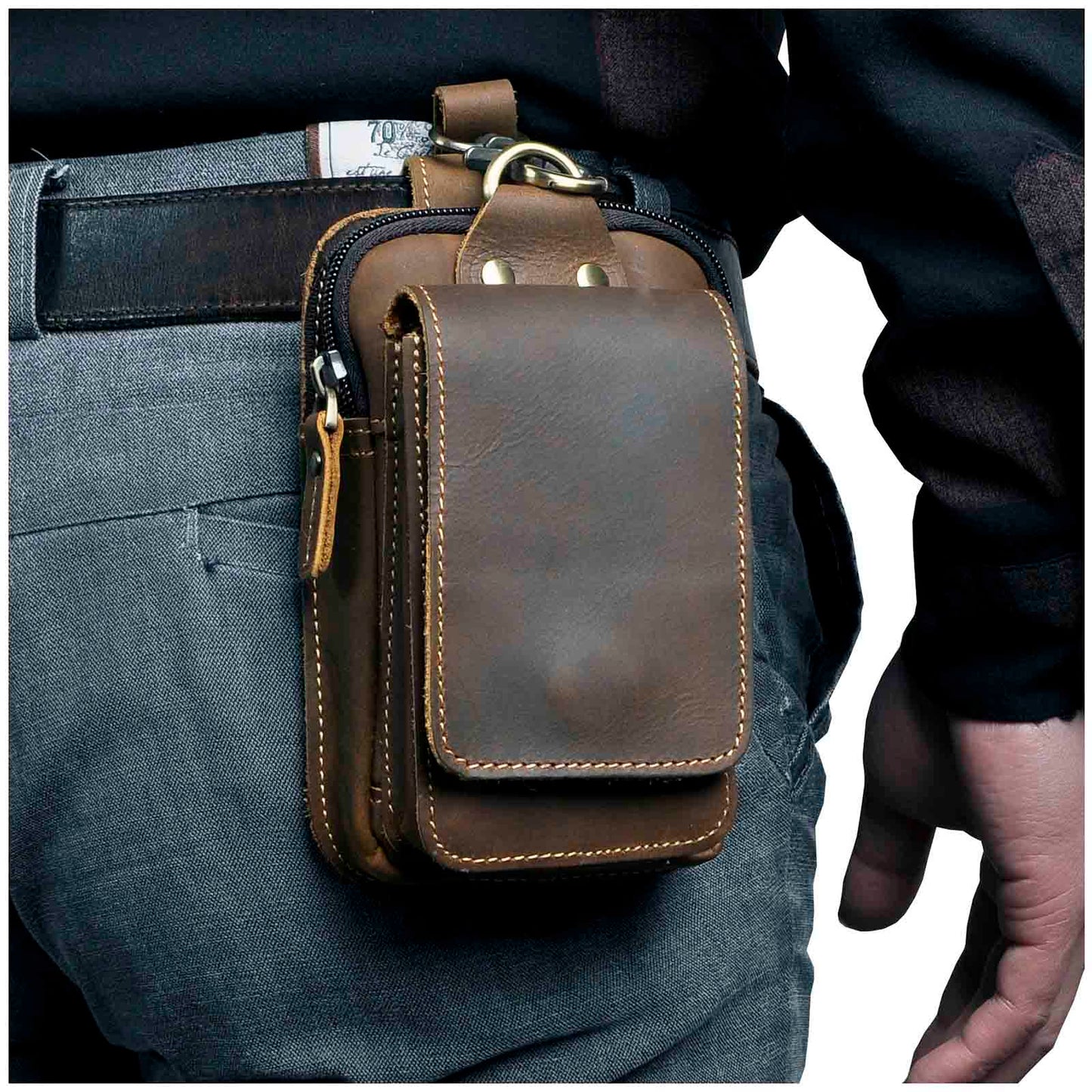 Elegant Leather Hip Pouch for Men