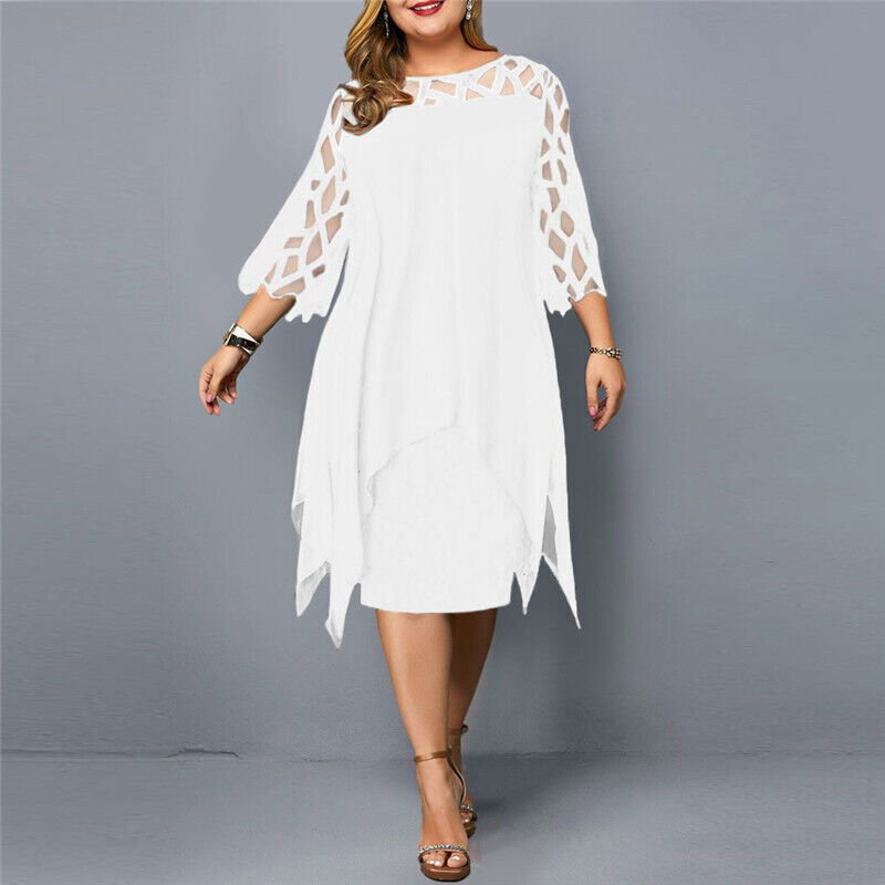 Elegant plus-size midi dress for fall