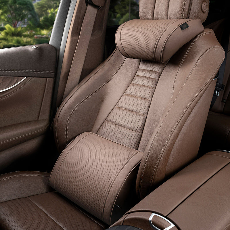 Ergonomic Memory Foam Car Lumbar Cushion and Headrest Support Set
