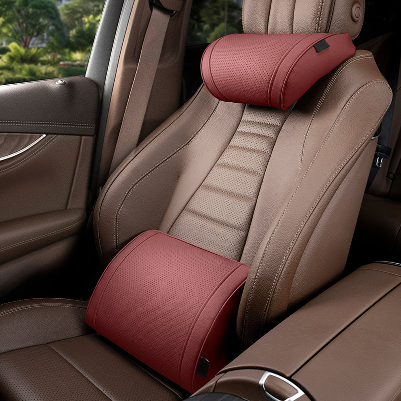 Ergonomic Memory Foam Car Lumbar Cushion and Headrest Support Set