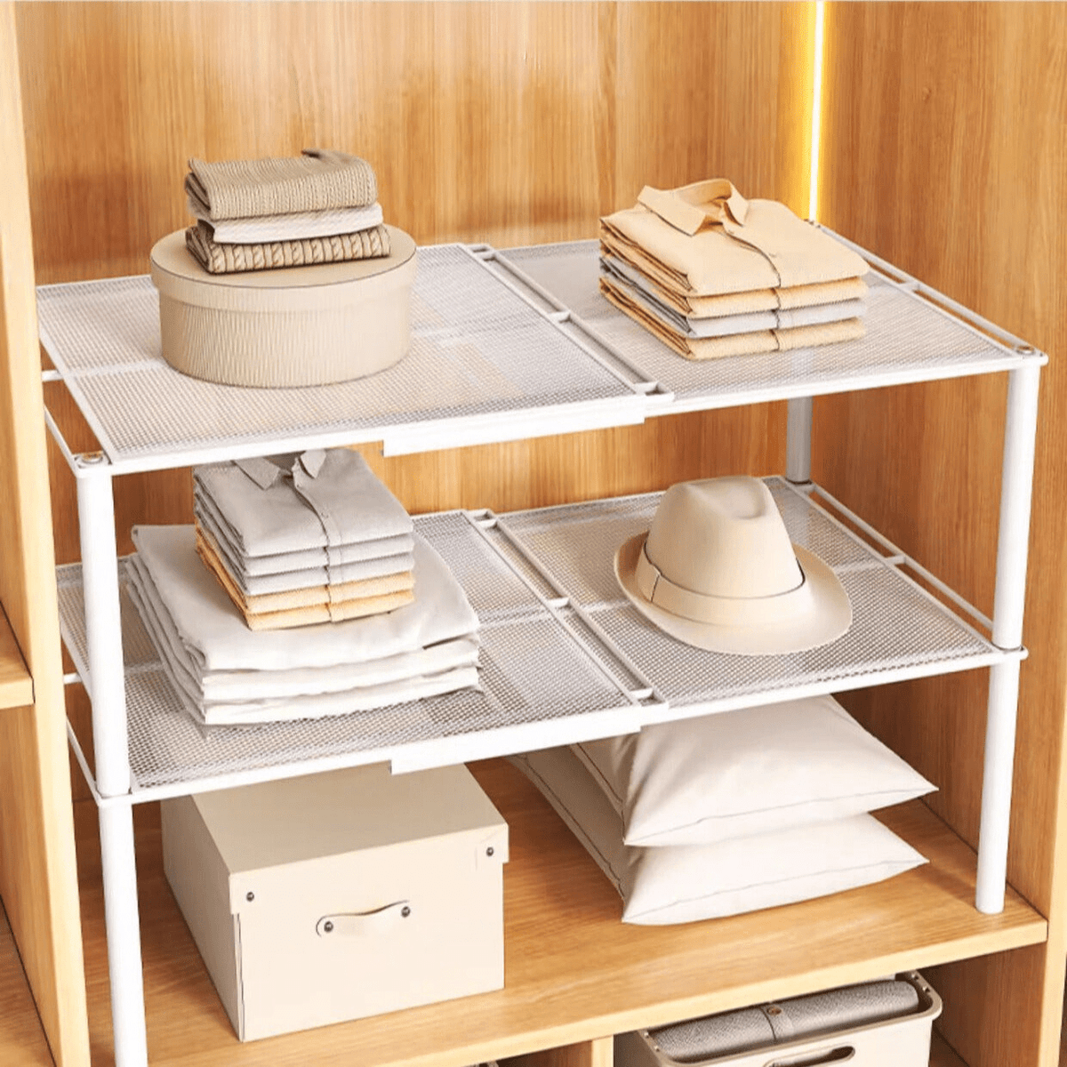 Expandable 2-Tier Closet Shelf - Tool-Free Assembly