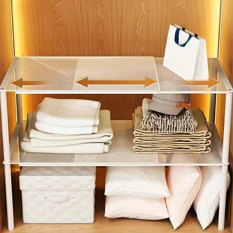 Expandable 2-Tier Closet Shelf - Tool-Free Assembly