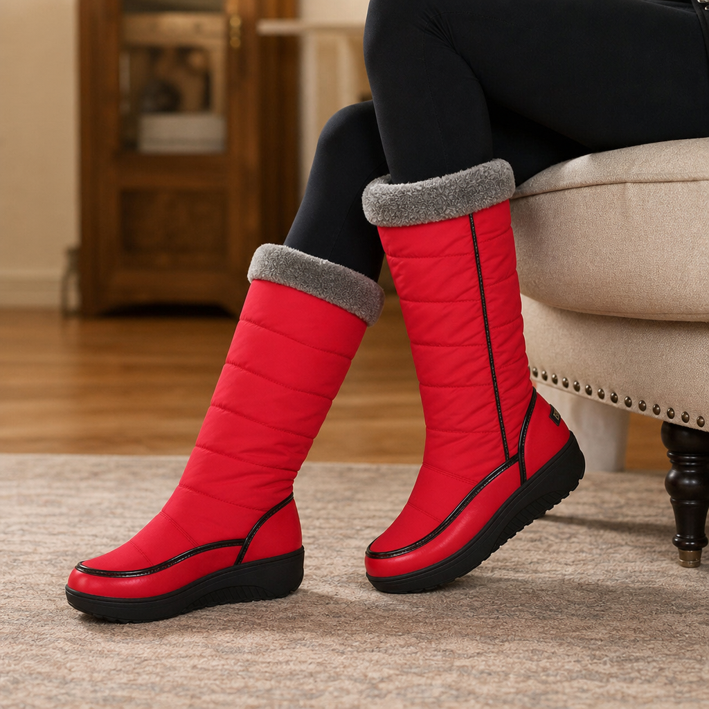 Bottes à enfiler hauteur genou doublées en fausse fourrure