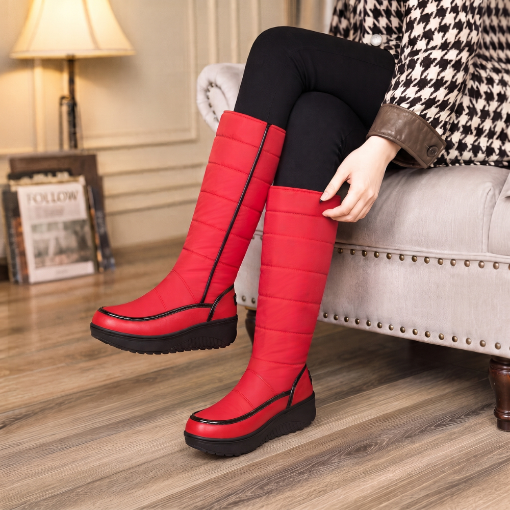 Bottes à enfiler hauteur genou doublées en fausse fourrure