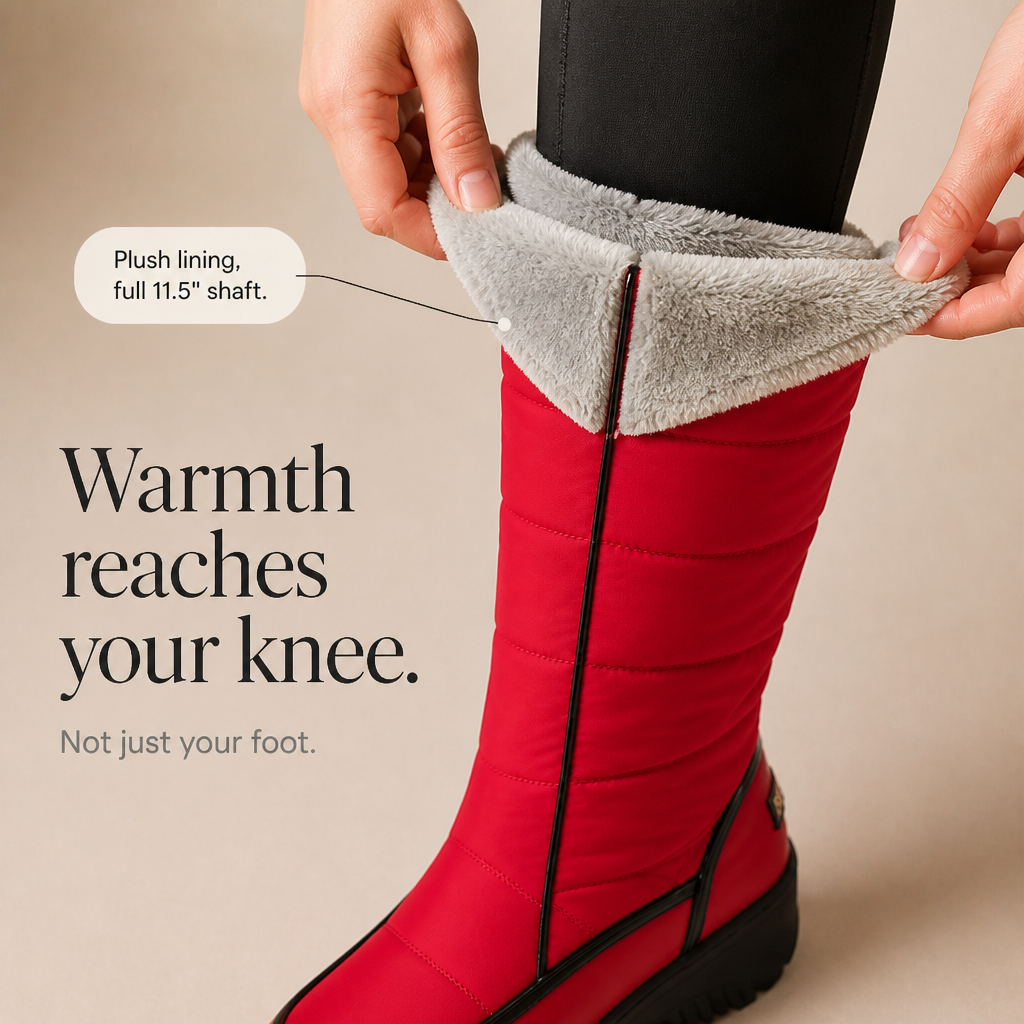 Bottes à enfiler hauteur genou doublées en fausse fourrure