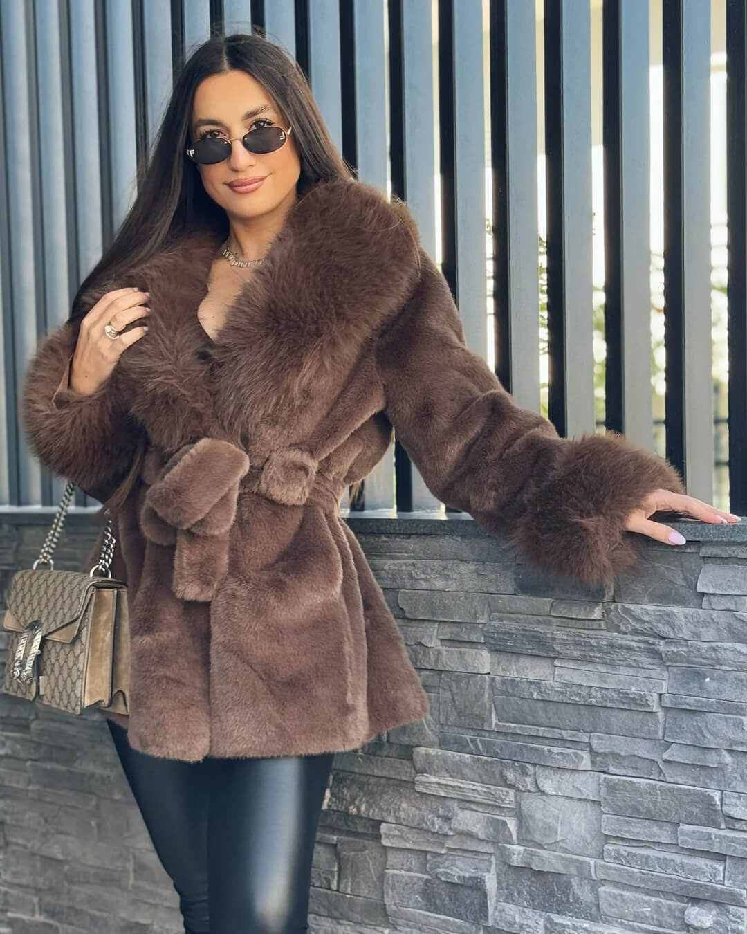 Faux Fur Trim Coat
